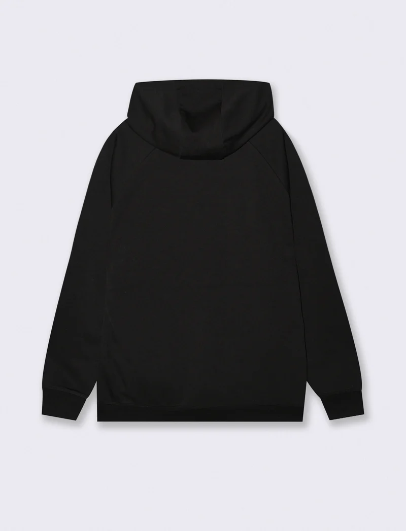 FELPA CON CAPPUCCIO IN INTERLOCK CON CERNIERA - Nero