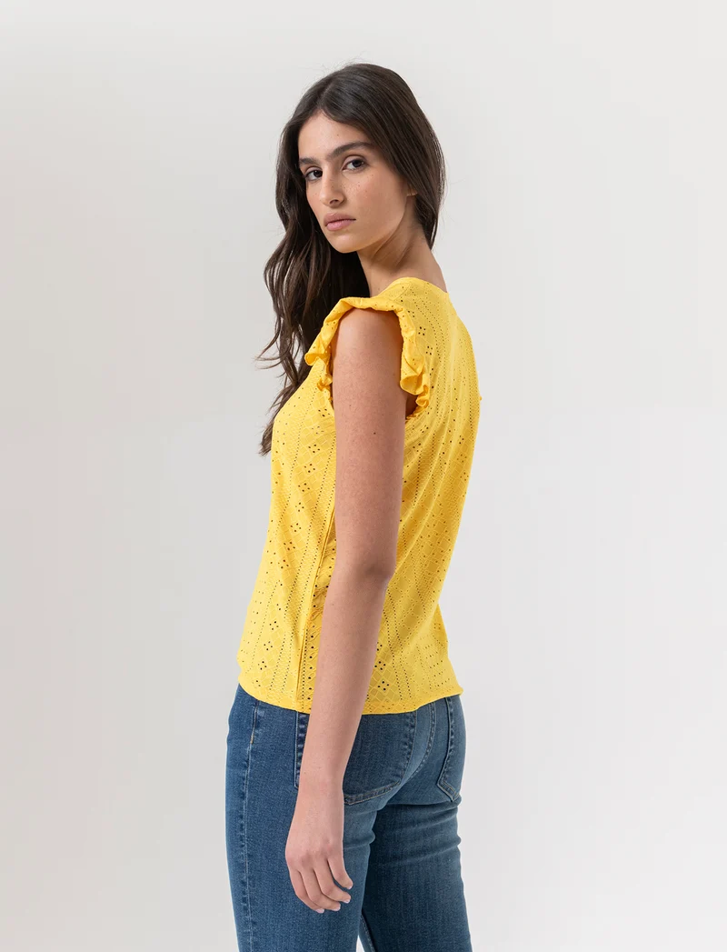 Top in pizzo da donna - Giallo limone