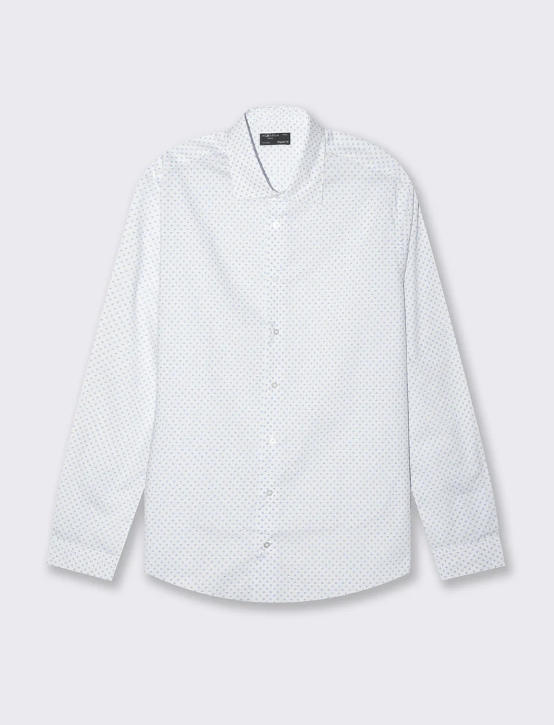 Camicia micro fantasia regular fit da uomo - Azzurro