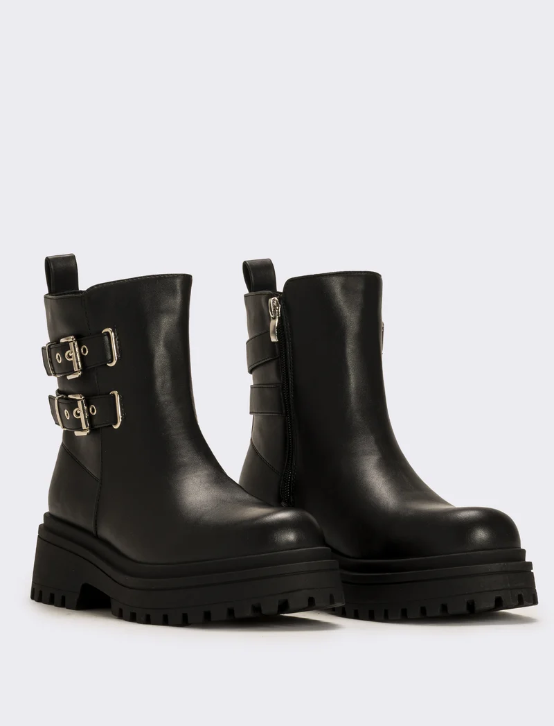 Tronchetto stile biker da donna - Nero