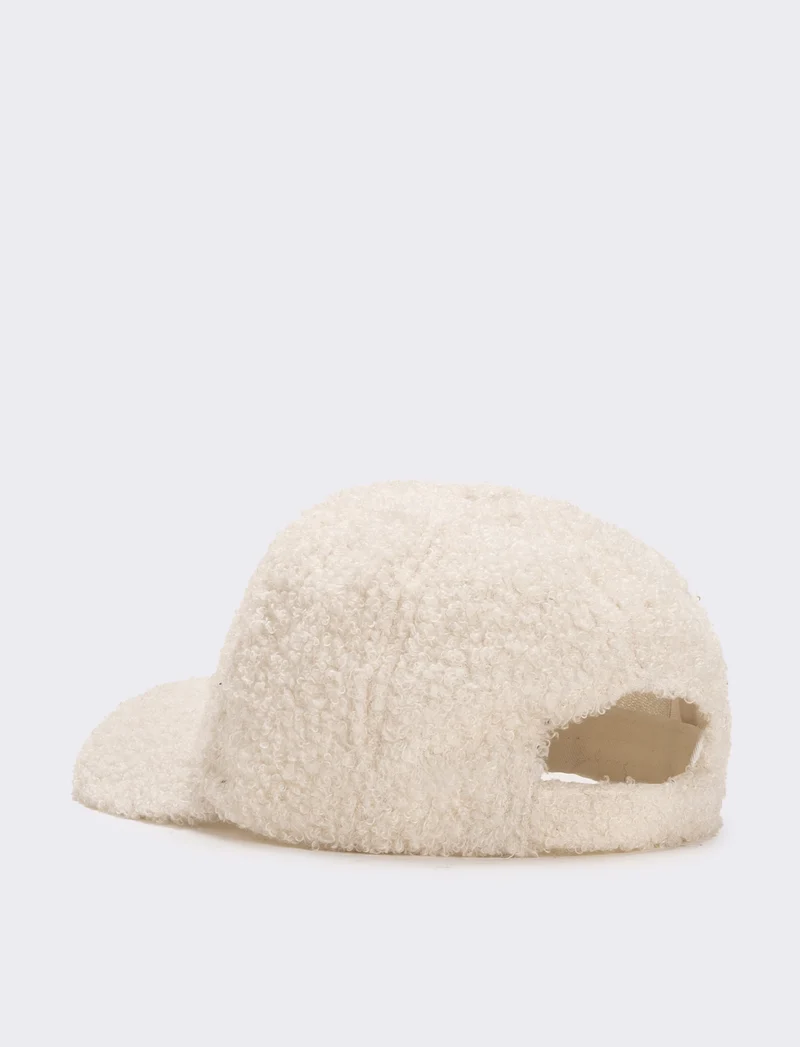 Cappello baseball bambina in pelliccia agnello - Bianco