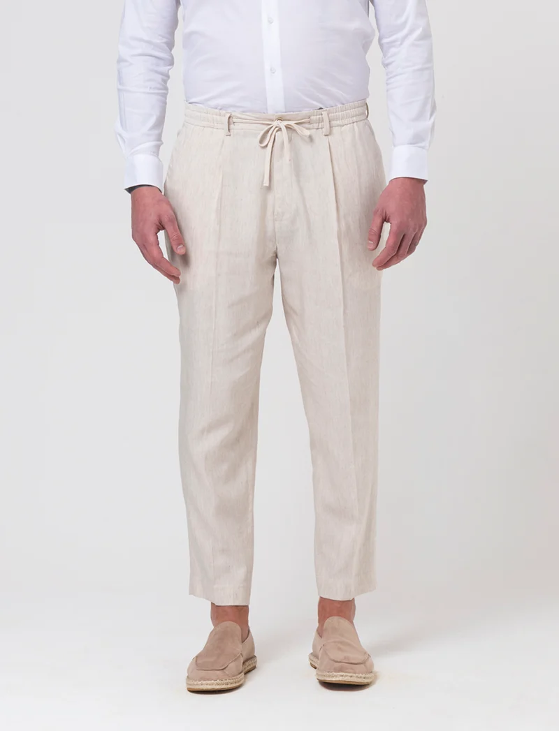 Blazer da completo misto lino da uomo - Beige ecru