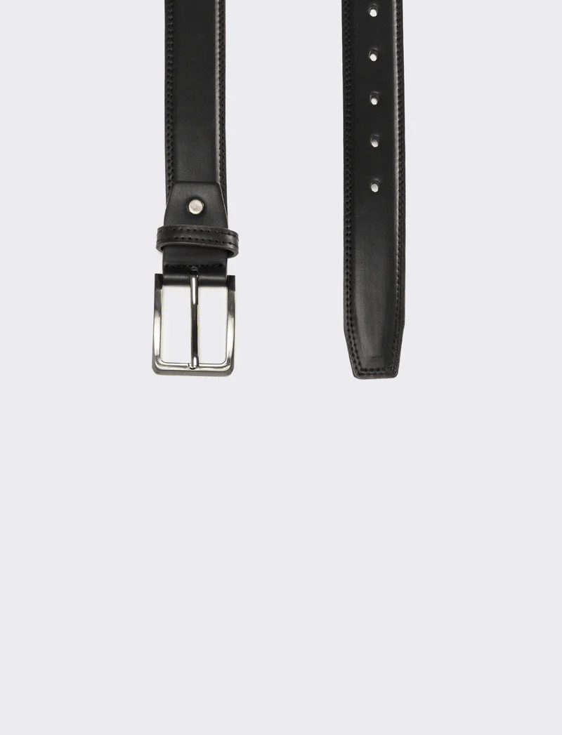 Cintura uomo basic bombata h 3,5 cm - Nero