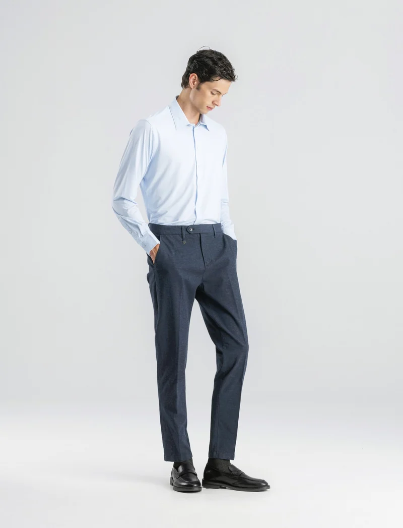 PANTALONI CHINO IN TESSUTO JACQUARD STRETCH - Blu