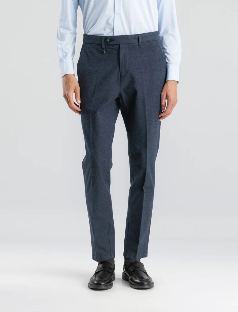 PANTALONI CHINO IN TESSUTO JACQUARD STRETCH - Blu