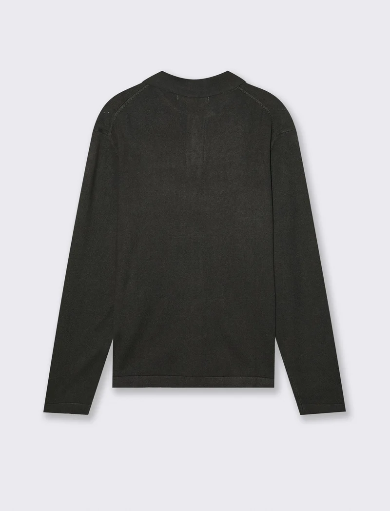 MAGLIA IN MISTO VISCOSA MODELLO POLO - Nero