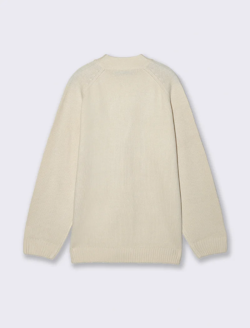 Maglia modello cardigan - Beige ecru