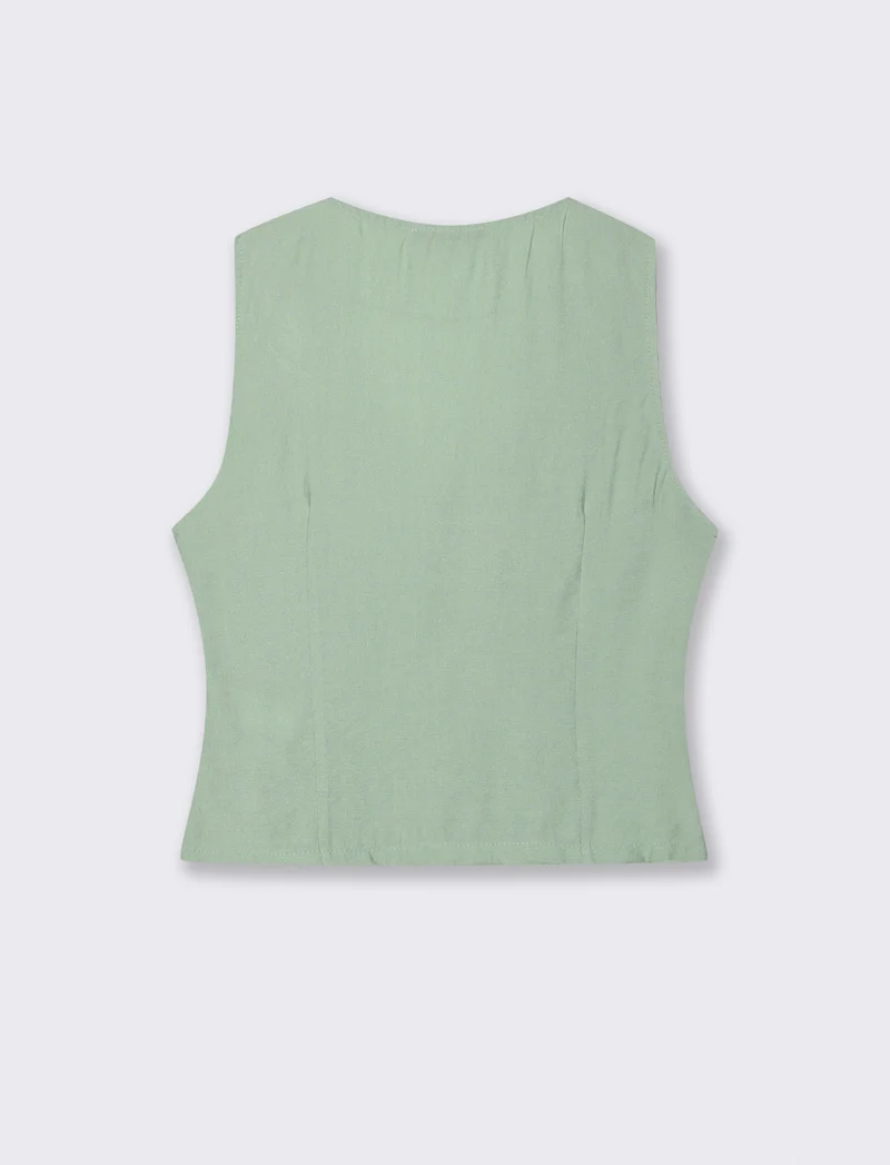 Gilet con bottoni in viscosa - Verde acqua
