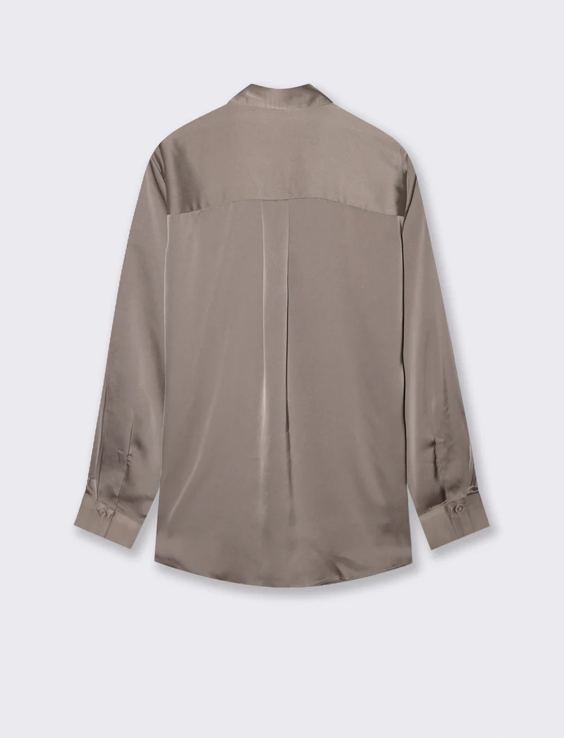 CAMICIA IN SATIN - Grigio tortora