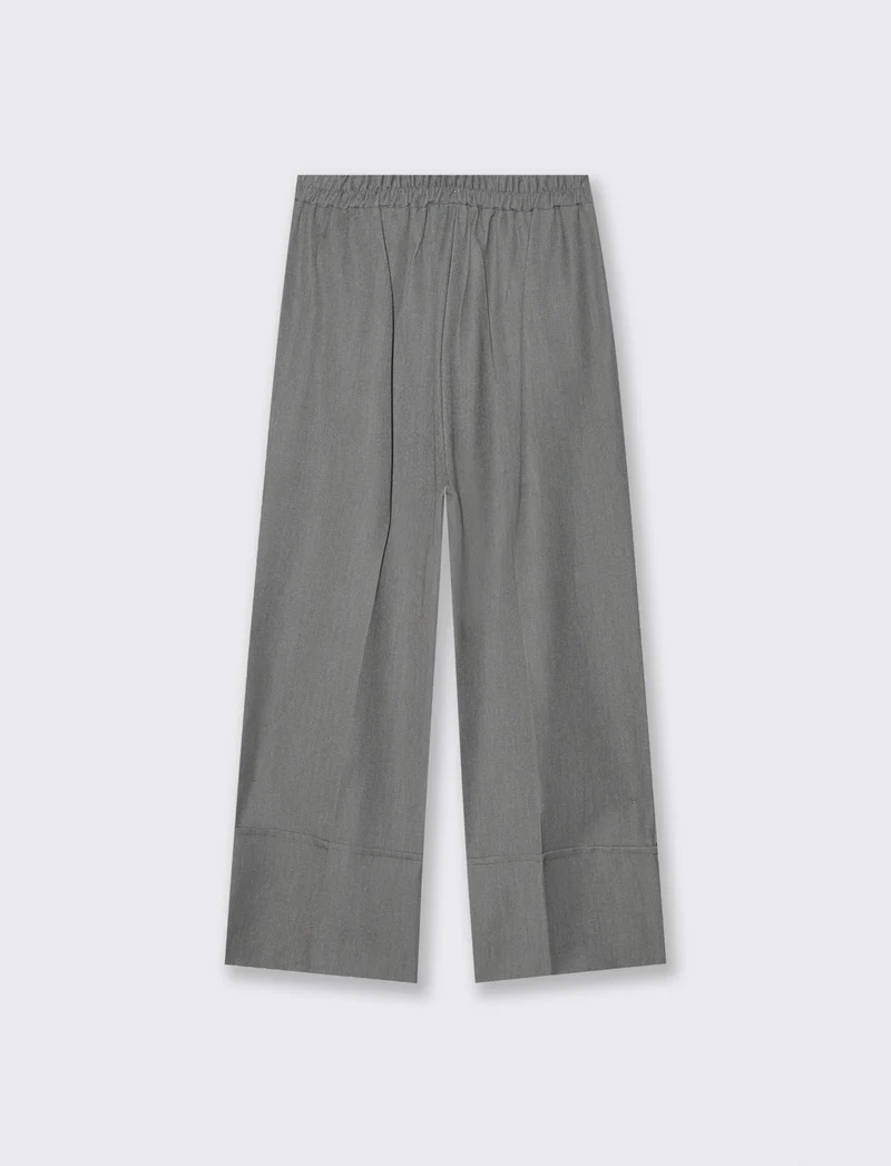 PANTALONE CROP CON RISVOLTO - Grigio mel.