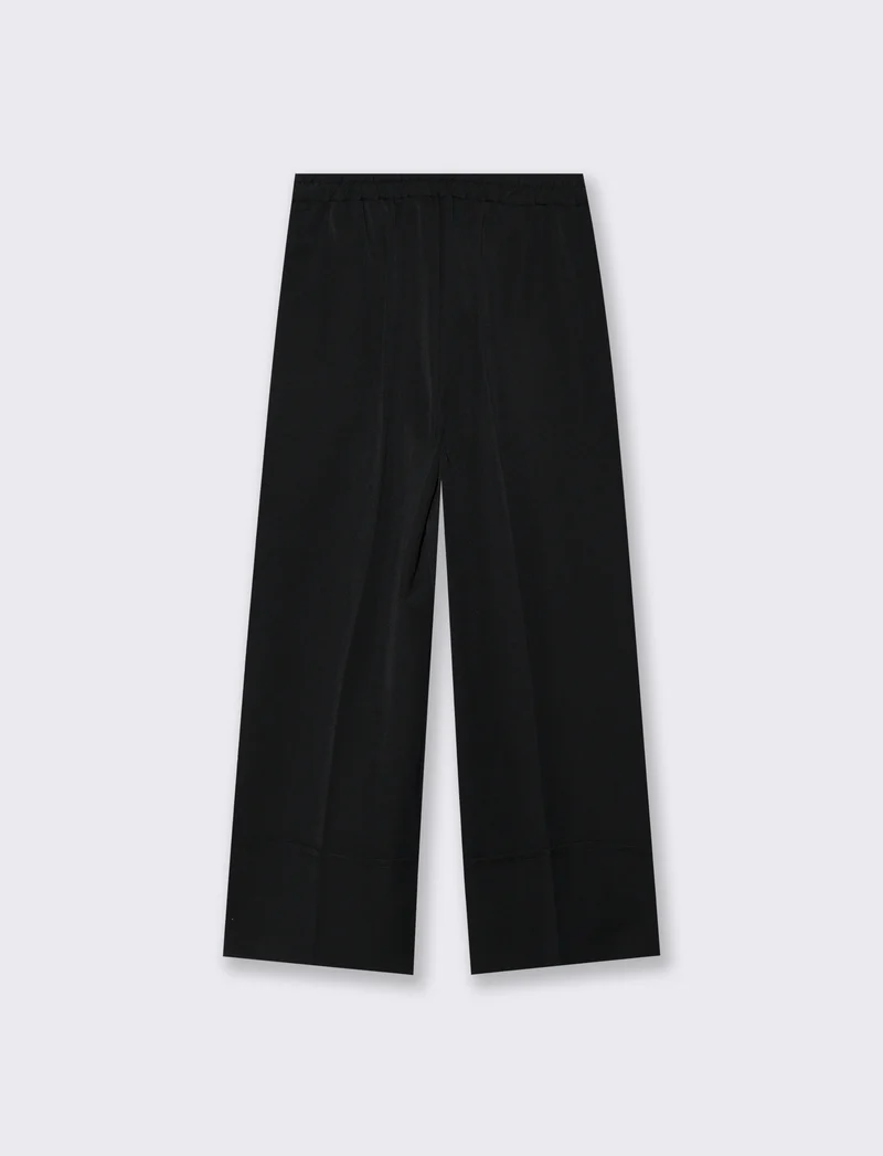 PANTALONE CROP CON RISVOLTO - Nero