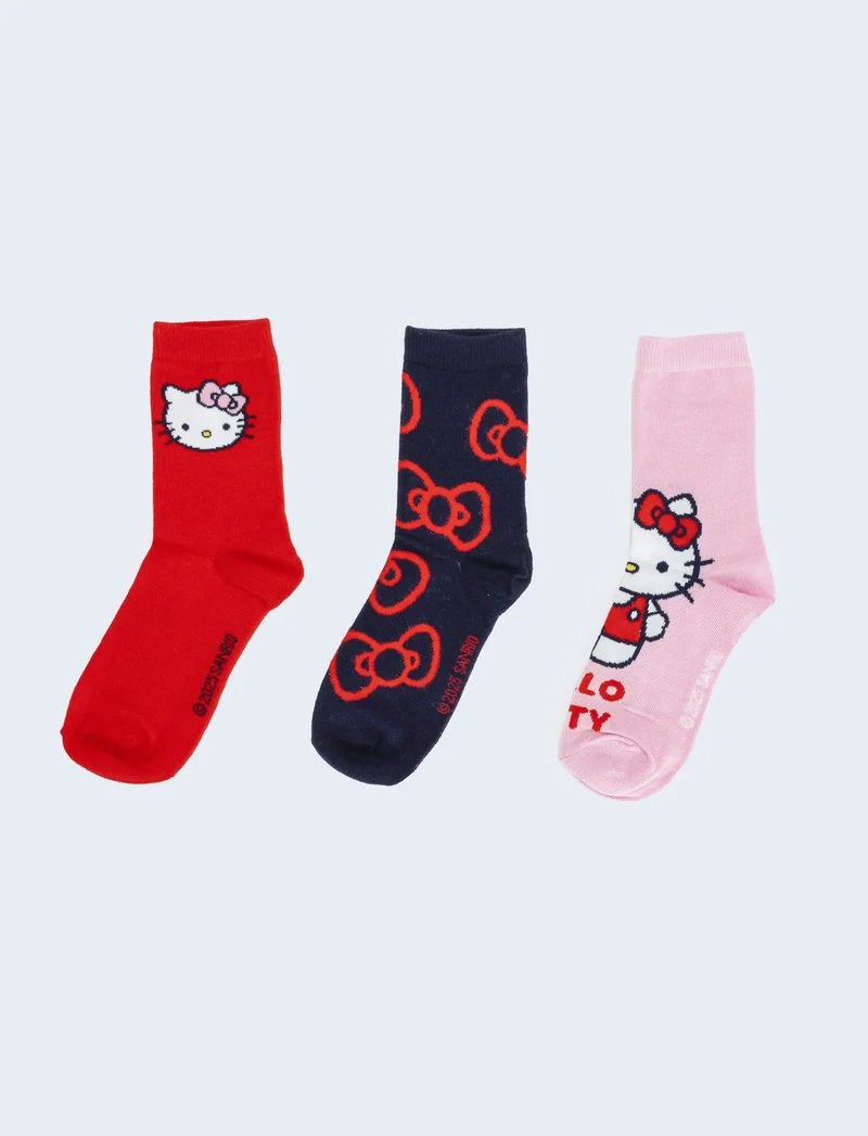 Tris calzini bambina stitch e hello kitty - Rosso