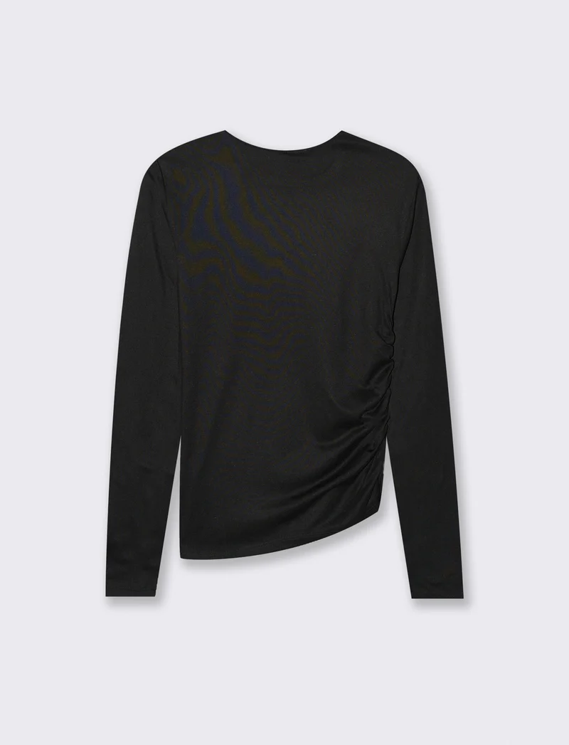 T-SHIRT CON ARRICCIO - Nero