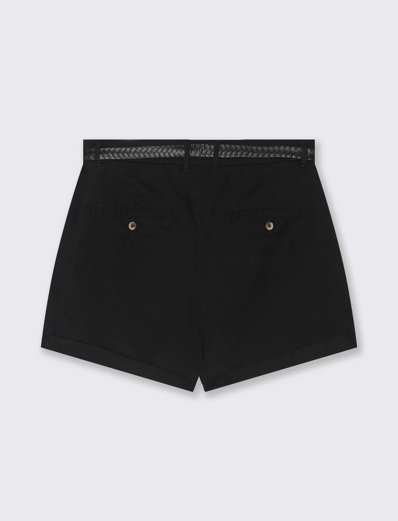 Short con cintura da donna - Nero