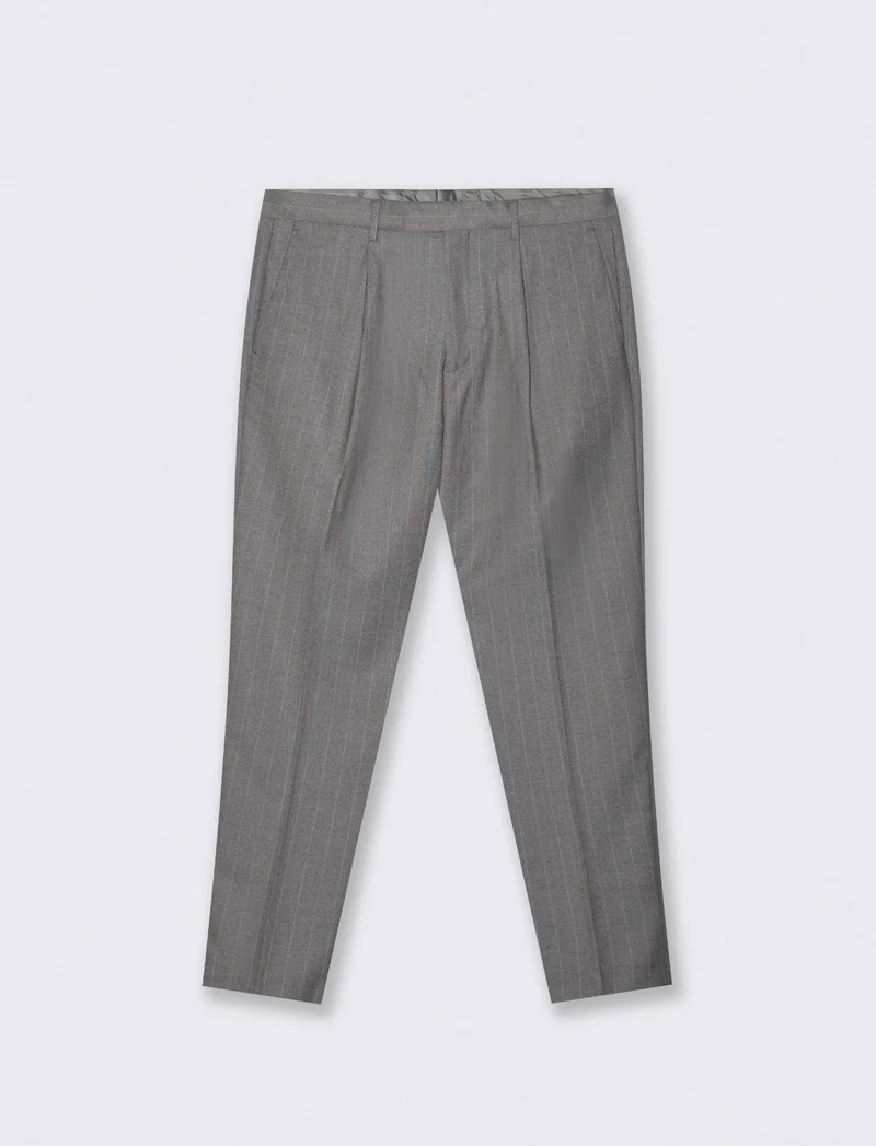PANTALONI A RIGHE DA COMPLETO FORMAL FIT - Grigio fango