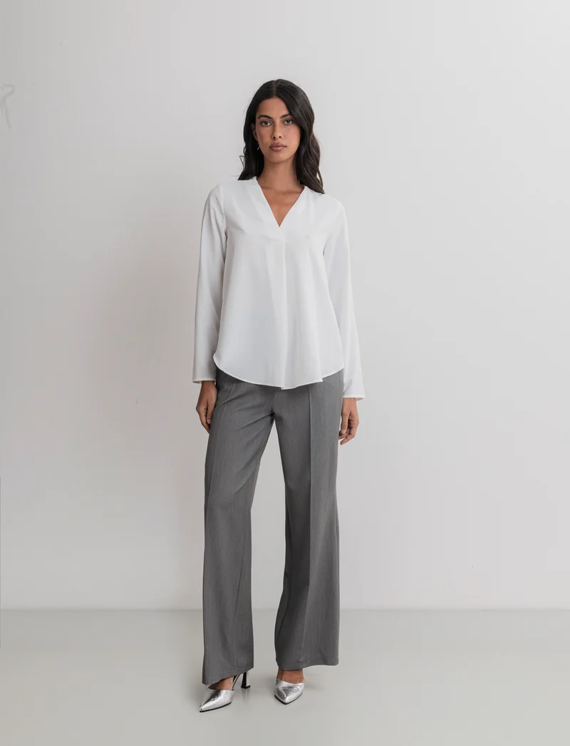 CASACCA CON SCOLLO A V - Bianco panna