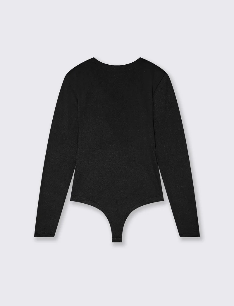 BODY CON SCOLLO A V - Nero