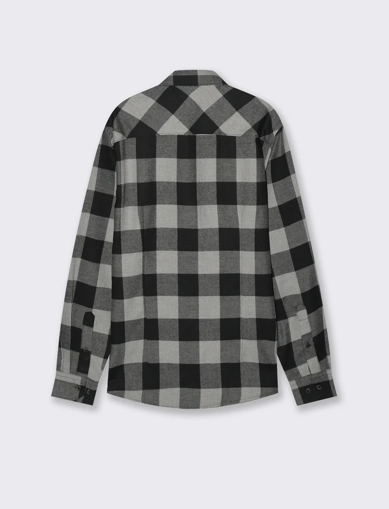 CAMICIA A QUADRI IN FLANELLA - Grigio mel.