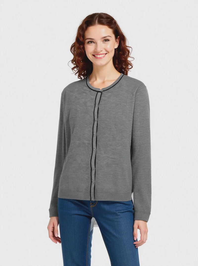 CARDIGAN BASICO - Grigio mel.