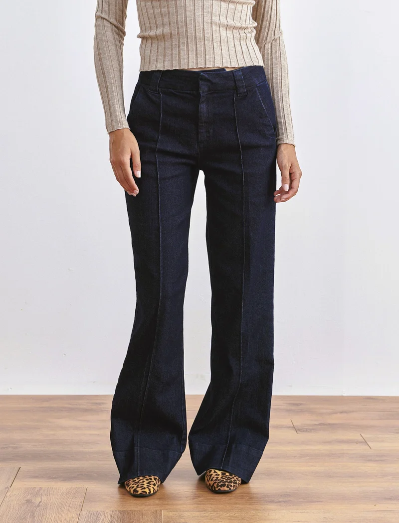 JEANS WIDE FLARE VITA ALTA - Denim