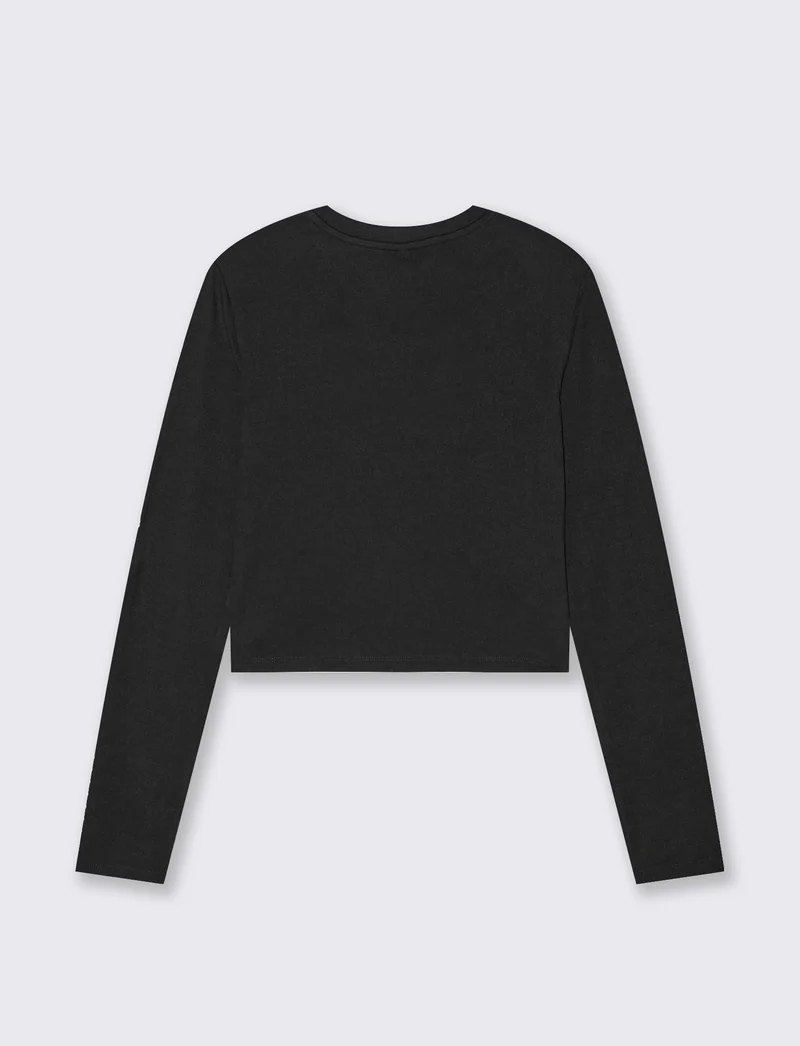 T-SHIRT BASICA CROP - Nero