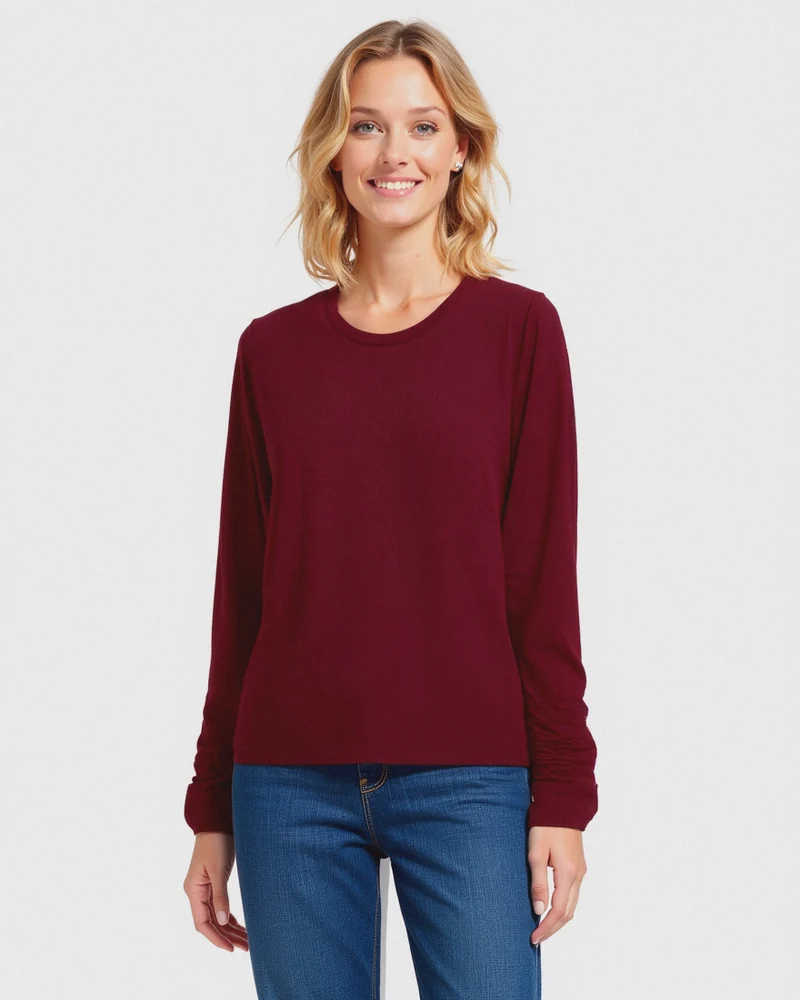 T-SHIRT BASICA MANICA LUNGA - Vinaccia