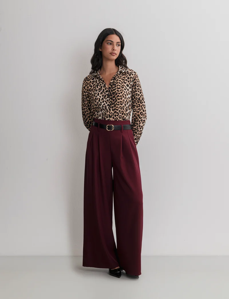 PANTALONE CON CINTURA - Bordeaux
