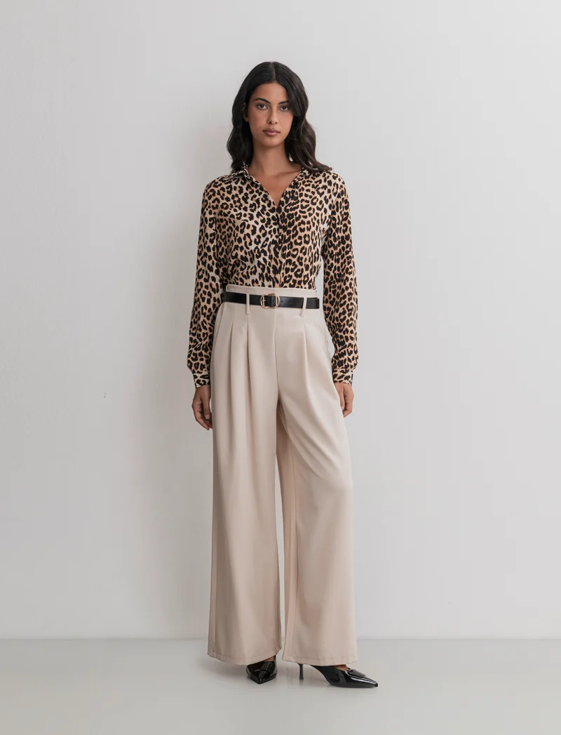 PANTALONE CON CINTURA - Beige