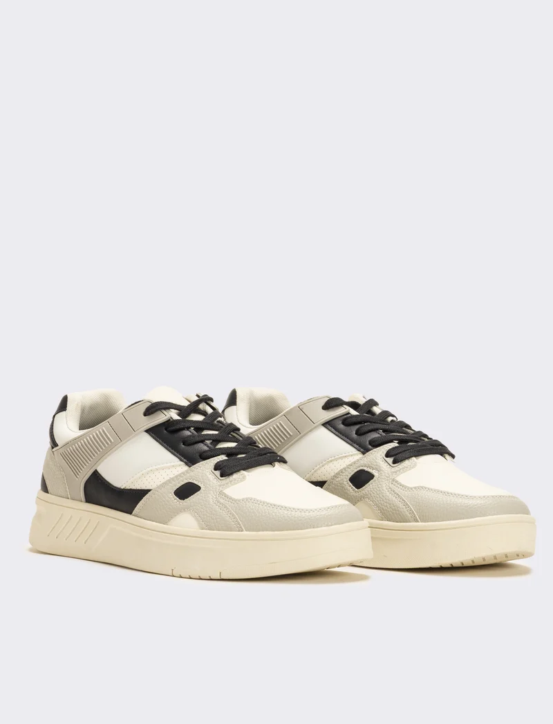Sneakers con inserti da uomo - Bianco-blu
