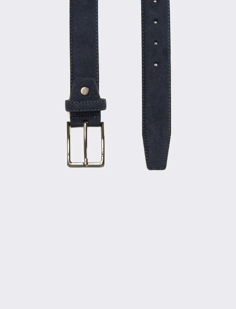 Cintura uomo suede con fibbia opaca - Blu