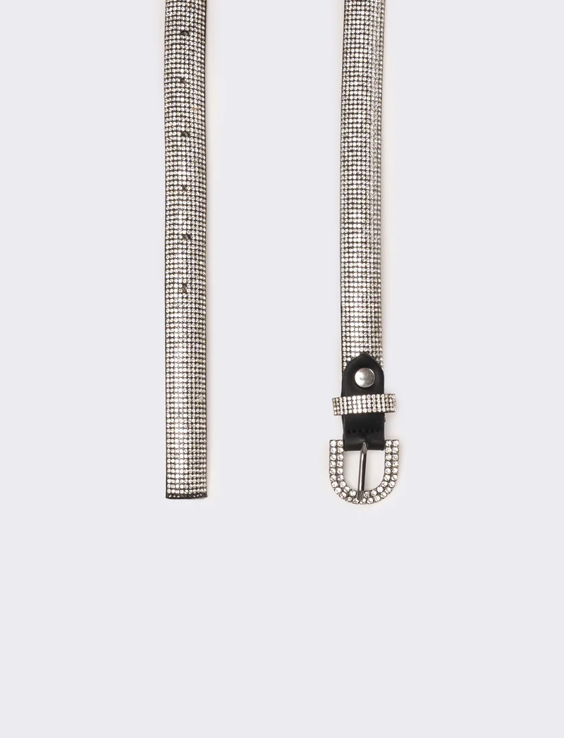 Cintura donna sottile con strass - Argento