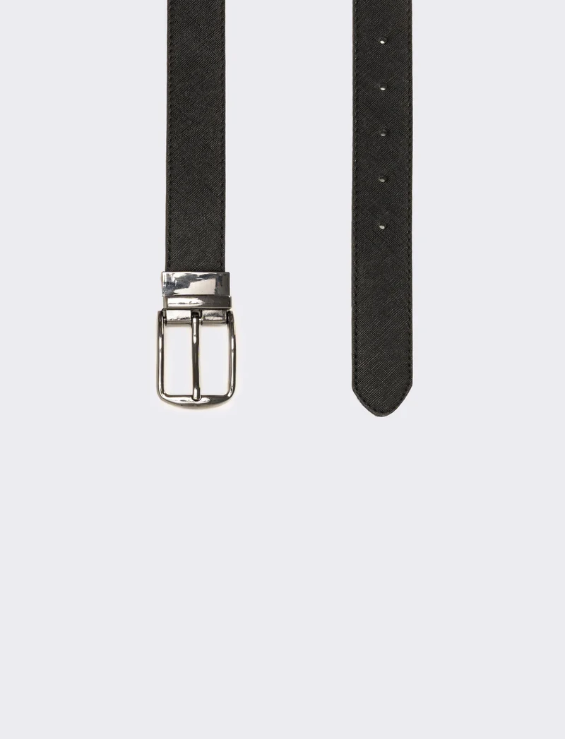 Cintura uomo double face saffiano e liscia - Moro