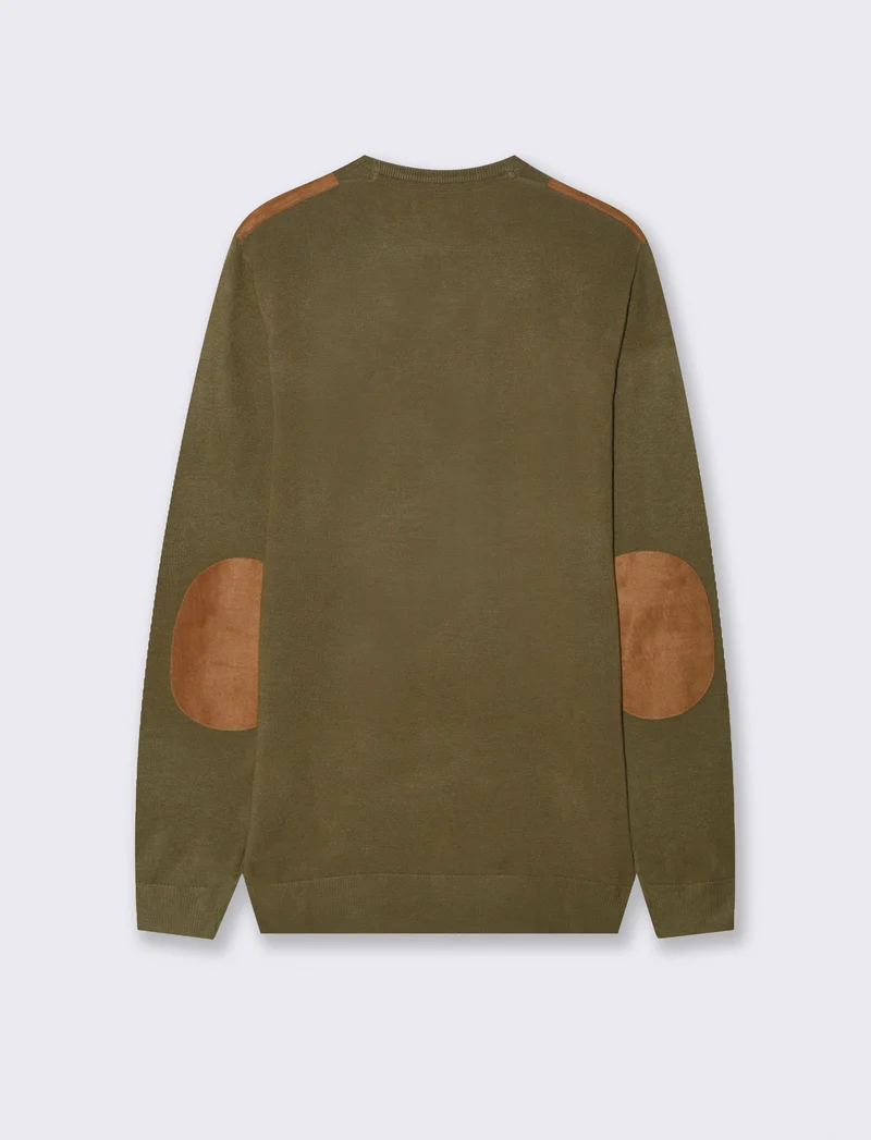 MAGLIA CON TOPPE EFFETTO SUEDE - Verde oliva