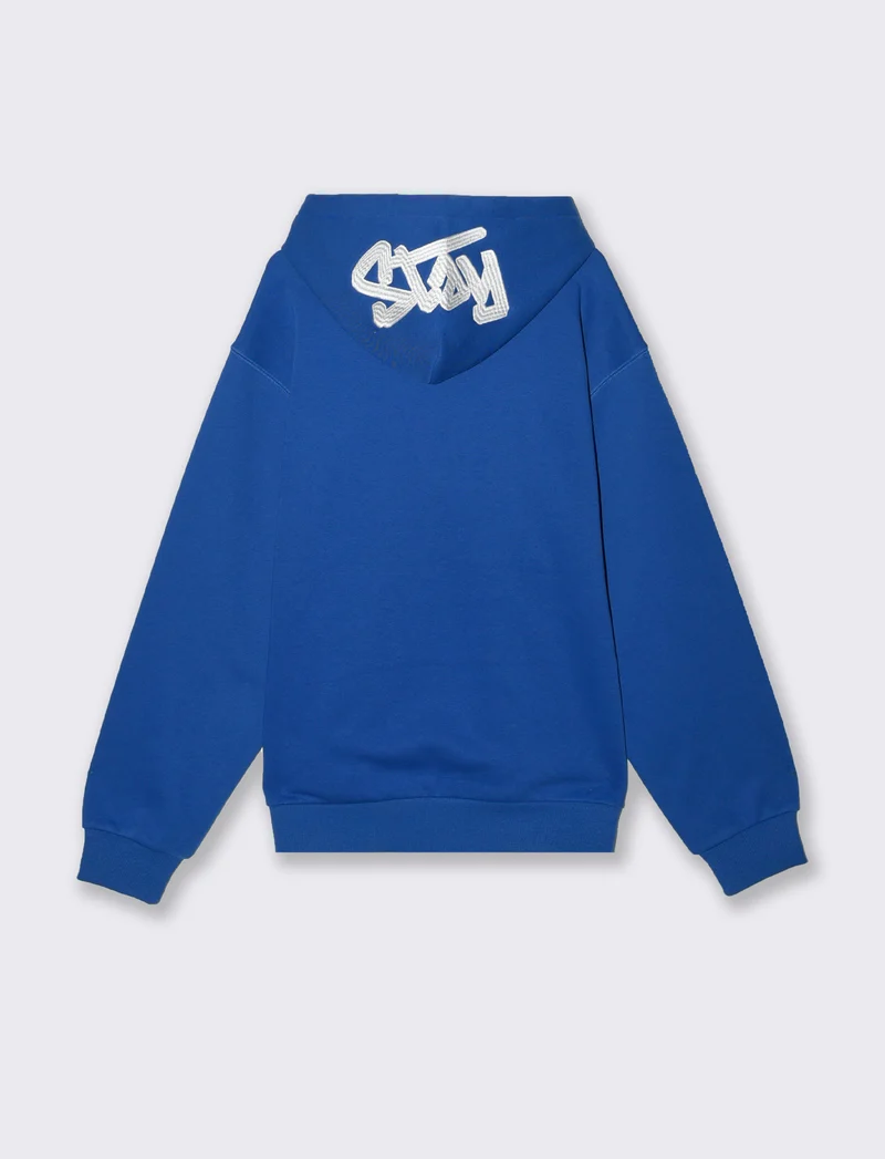 FELPA CON CAPPUCCIO E RICAMO - Bluette