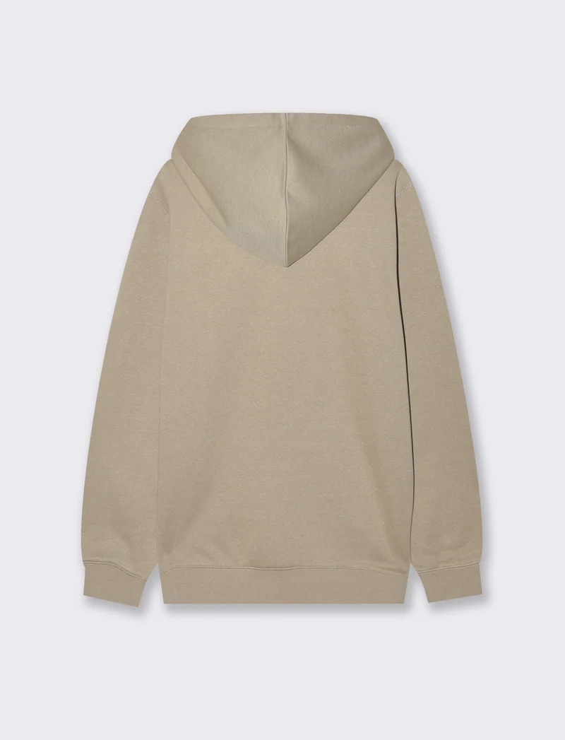 FELPA CON CAPPUCCIO E CERNIERA - Beige