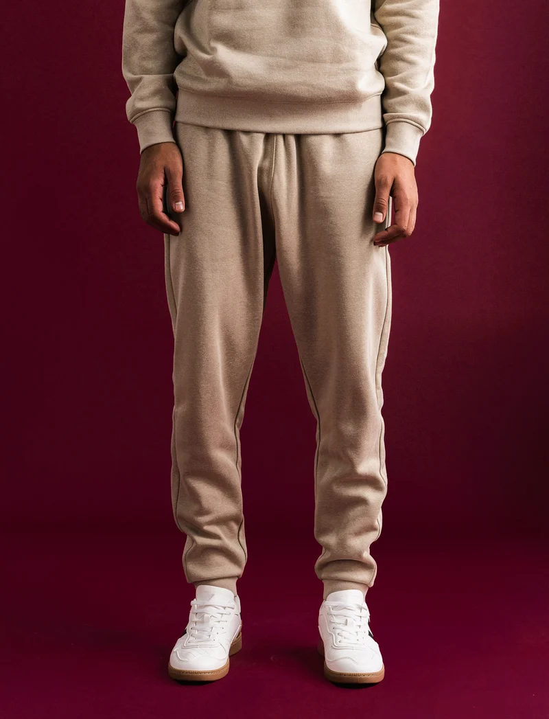 PANTALONI IN FELPA MELANGE - Beige