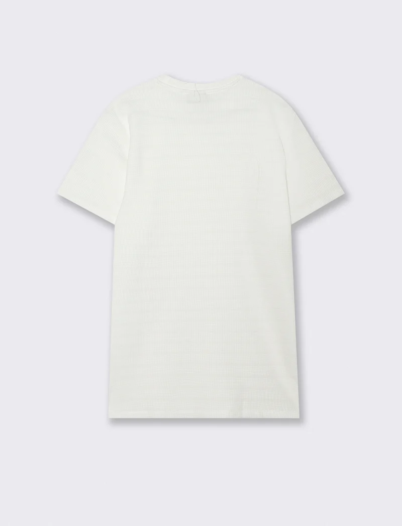 T-SHIRT IN WAFFLE JACQUARD REGULAR FIT - Bianco
