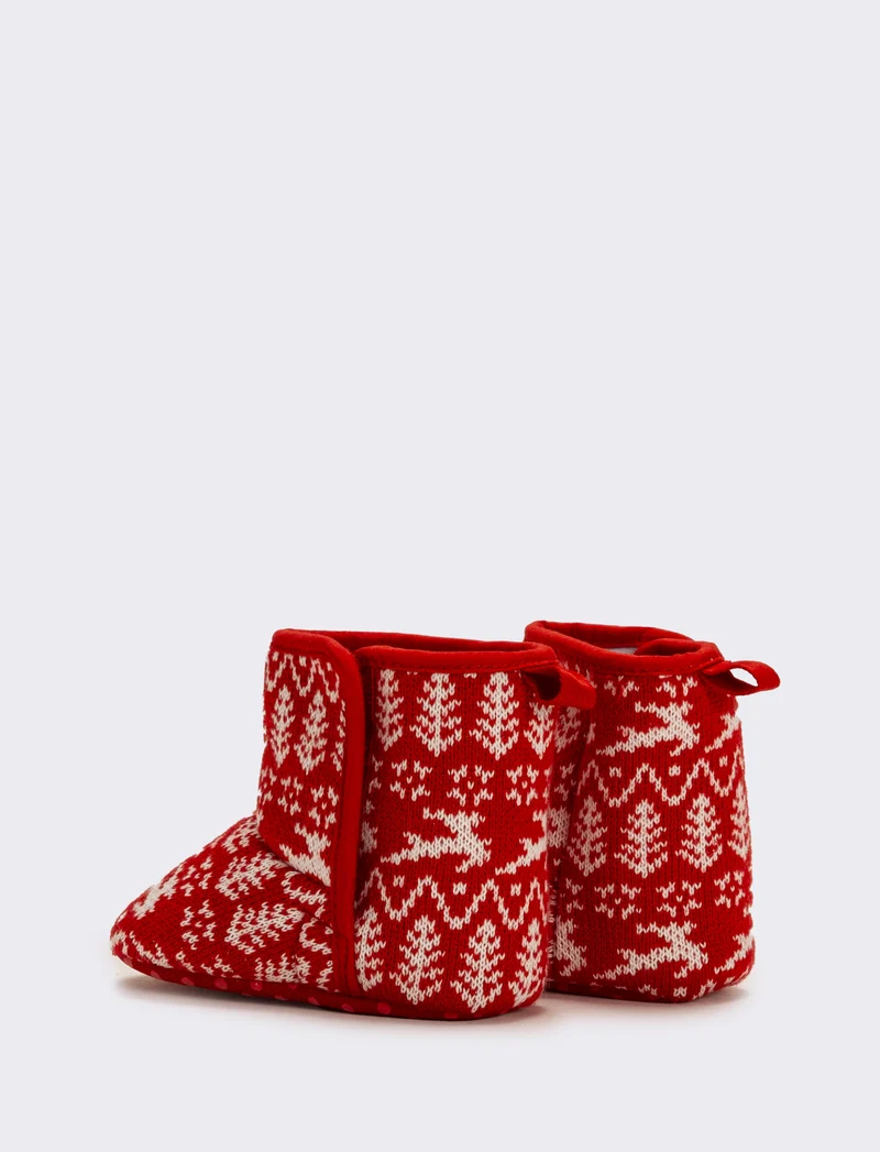 Scarpa in jacquard Natalizia da neonata - Rosso
