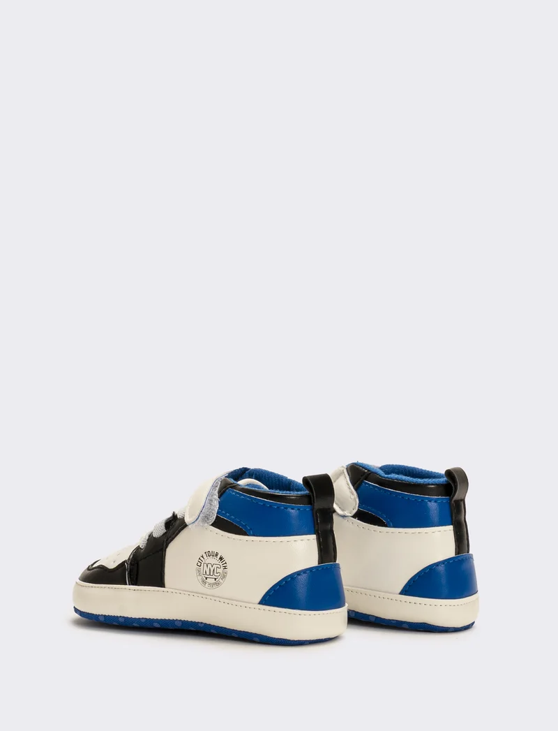 Scarpa a collo alto da neonato - Bianco-blu