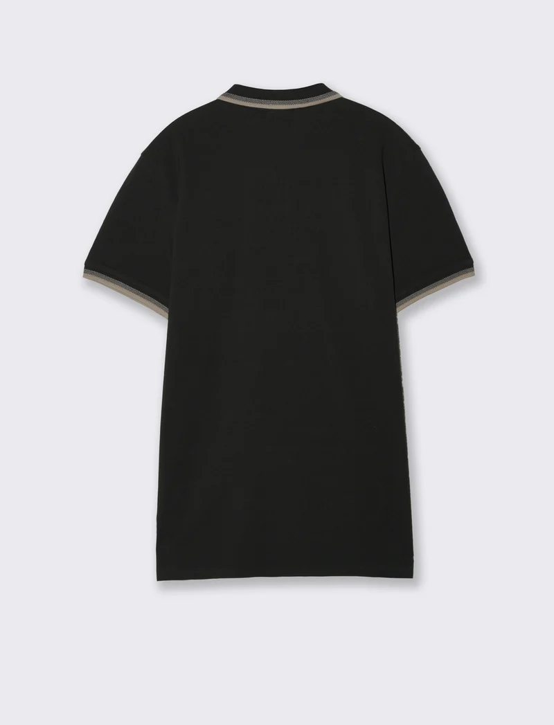 Polo in piquet con contrasti da uomo - Nero
