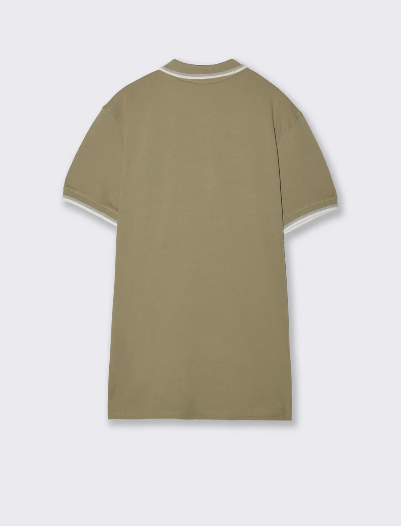Polo in piquet con contrasti da uomo - Verde salvia