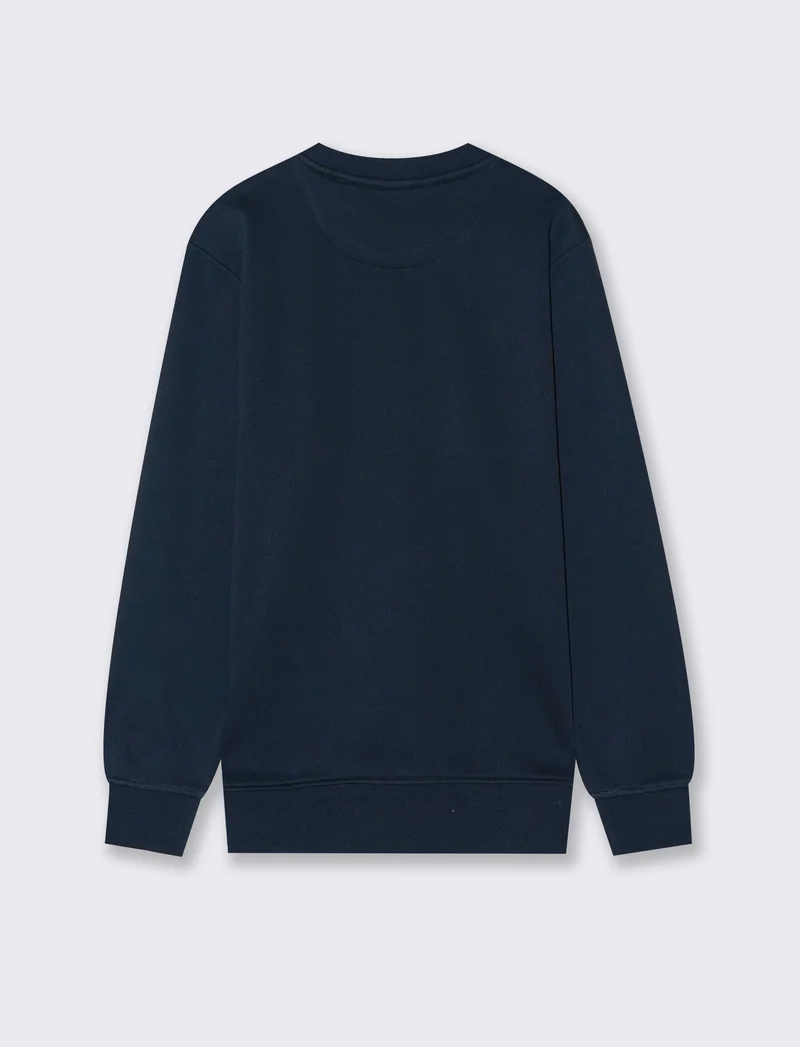 FELPA GIROCOLLO REGULAR FIT CON RICAMO - Blu