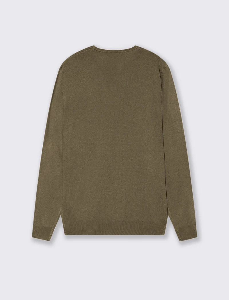 MAGLIA BASIC GIROCOLLO - Verde oliva
