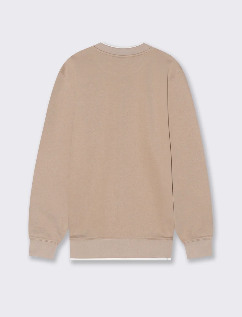 FELPA GIROCOLLO CON CONTRASTI - Beige