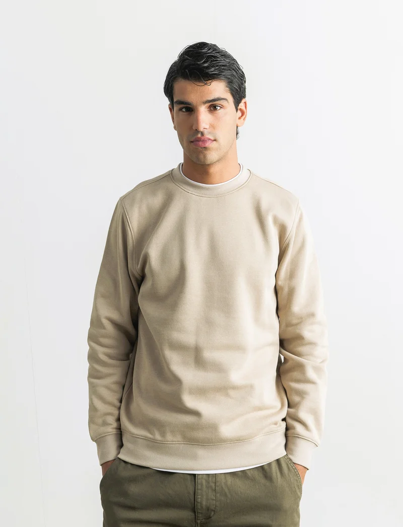 FELPA GIROCOLLO CON CONTRASTI - Beige