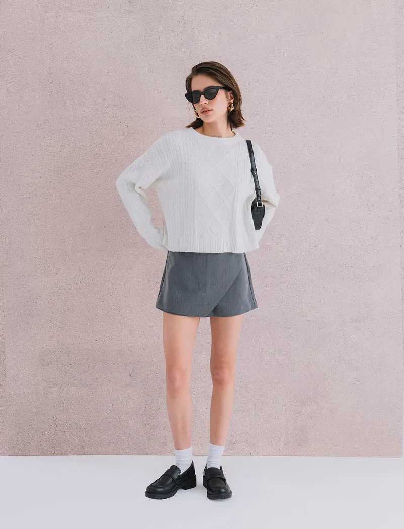 SHORT CON PANNELLO DAVANTI - Grigio mel.