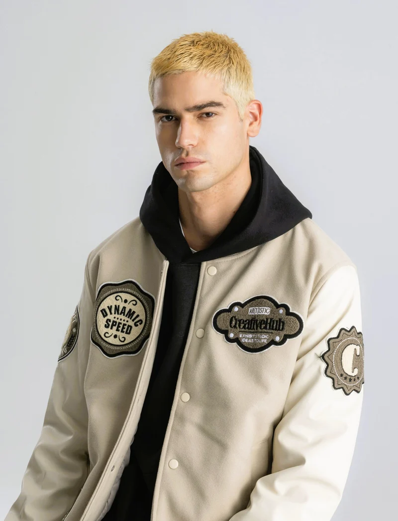 BOMBER VARSITY - Beige