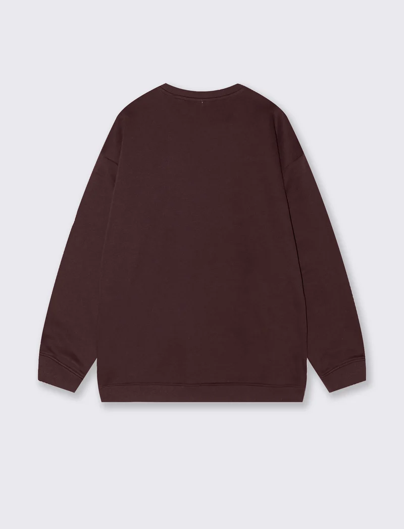 FELPA BASIC GIROCOLLO RELAXED FIT - Bordeaux