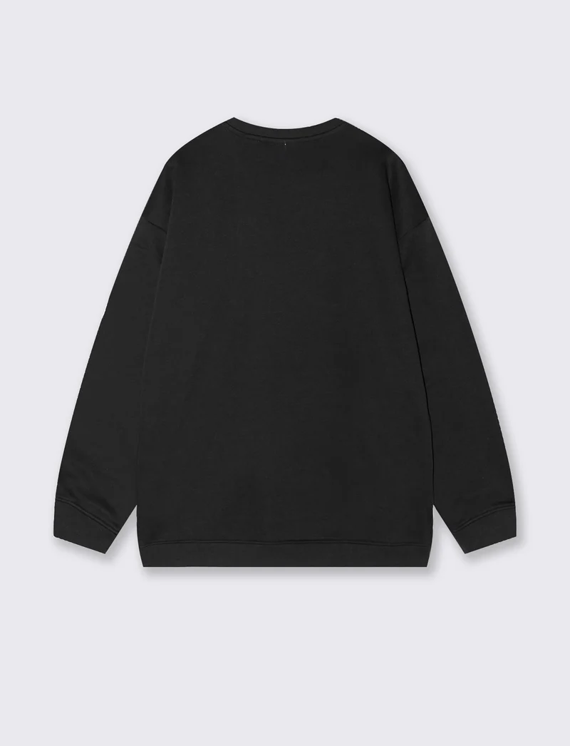 FELPA BASIC GIROCOLLO RELAXED FIT - Nero