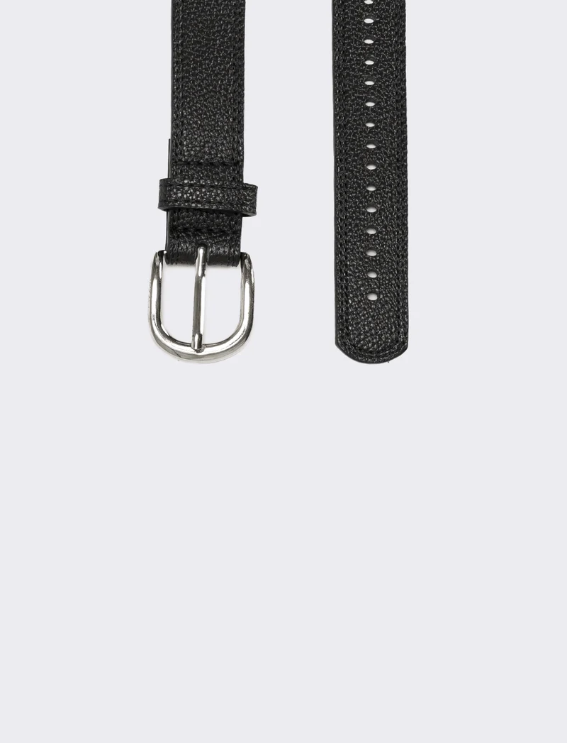 Cintura con buchi lungo fusto h 3 cm 75-85 - Nero
